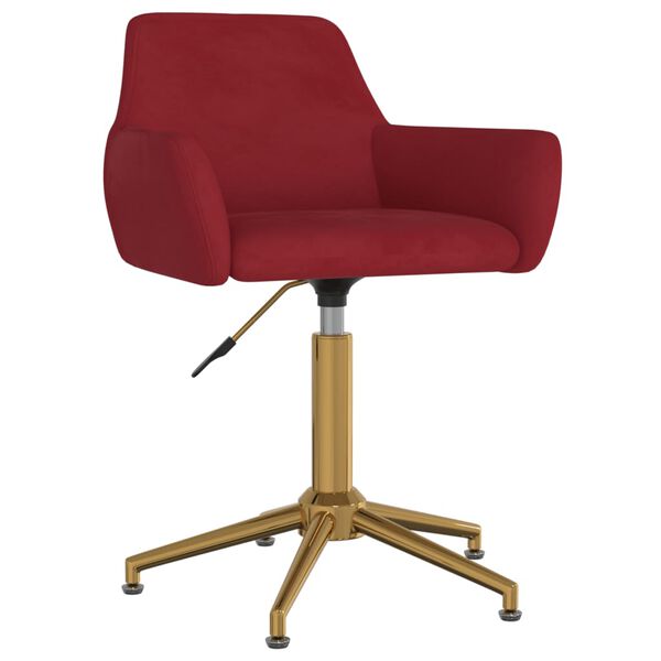 vidaXL Vrtljiv jedilni stol vinsko rdeč žamet