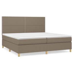 vidaXL Box spring postelja z vzmetnico taupe 200x200 cm blago