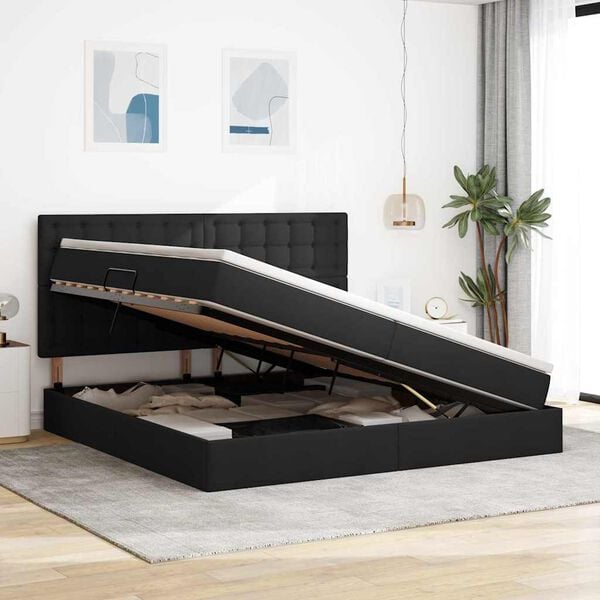 vidaXL Postelja z dodatnim prostorom za shranjevanje in LED osvetlitvijo