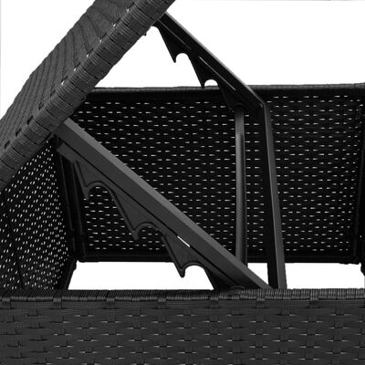 vidaXL Vrtni stolček z blazino črn 55x55x37 cm poli ratan