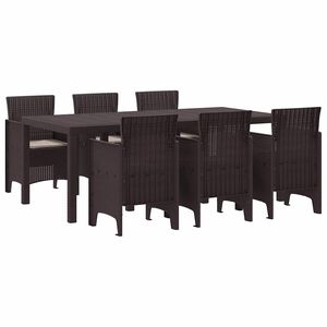 vidaXL Komplet za jedilnico v vrtu 7 pcs Rjava Polt rattan