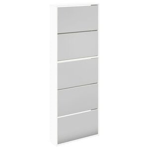 vidaXL Omarica za čevlje 5-nadstropna z ogledali bela 63x17x169,5 cm
