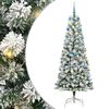 vidaXL Umetno Zložljivo Božično Drevo 300 LED Zelena in Bela 210 cm
