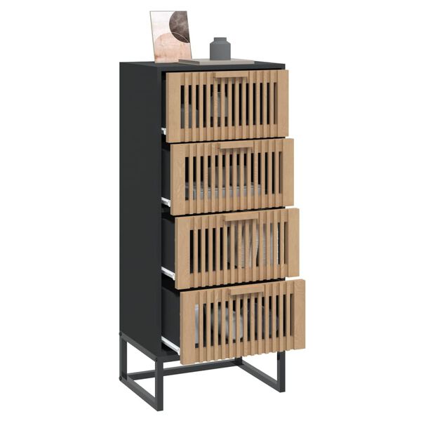 vidaXL Visoka omara črna 40x30x95 cm inženirski les