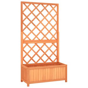vidaXL Cvetlični lonec z re&scaron;etko rjav 70x30x135 cm masiven les jelka
