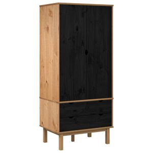 vidaXL Garderobna omara OTTA Črna 76,5 x 53 x 172 cm Trdna borovina