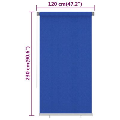 vidaXL Zunanje rolo senčilo 120x230 cm modro HDPE