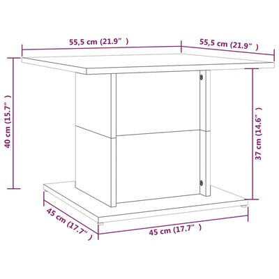 vidaXL Klubska mizica rjavi hrast 55,5x55,5x40 cm iverna plošča
