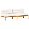 vidaXL Srednji kavč 2 Kos Naravna in krem bela Akacijev les