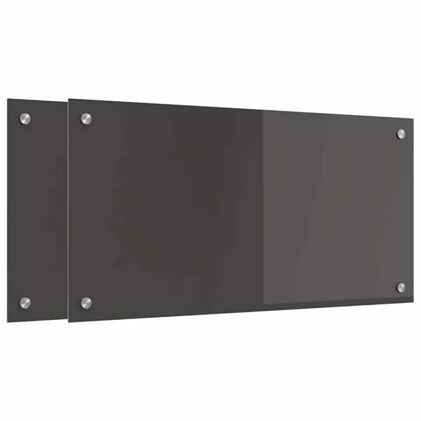 vidaXL Zaščita za kuhinjo 2 pcs Temno siva 80 x 40 cm kaljeno steklo