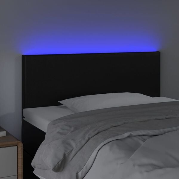 vidaXL LED posteljno vzglavje črno 90x5x78/88 cm umetno usnje