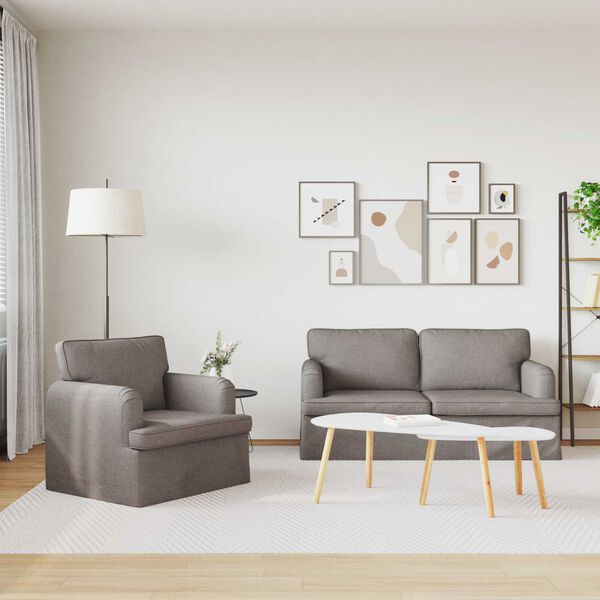 vidaXL Kavčna garnitura 2 pcs Taupe 162 x 80 x 85 cm blago