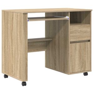 vidaXL Miza s kolesi Sonoma hrast Inženirski les 91 x 50 x 77 cm