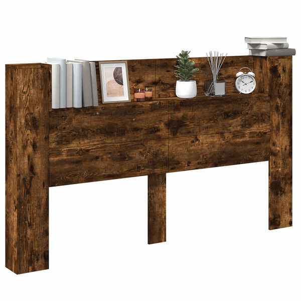 vidaXL Nočna omarica z LED Dimljeni Hrast 180 x 16,5 x 103,5 cm