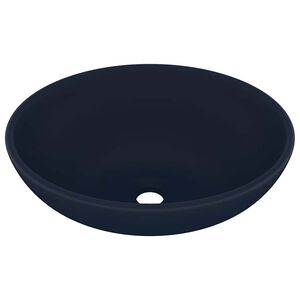 vidaXL Razko&scaron;en umivalnik ovalen mat temno moder 40x33 cm keramičen