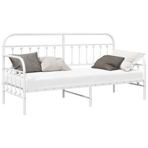 vidaXL Okvir dnevne postelje Bela 75 x 190 cm Pra&scaron;no lakirano jeklo