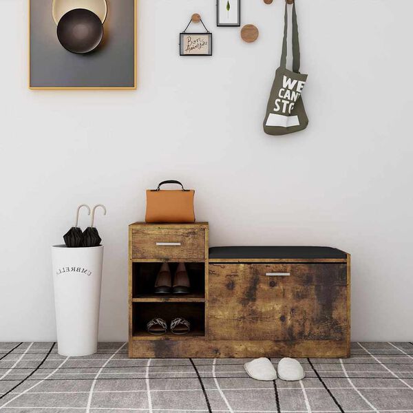 vidaXL Klop za čevlje dimljeni hrast 94,5x31x57 cm inženirski les