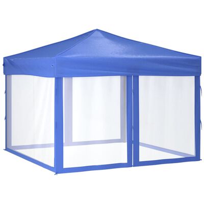 vidaXL Zložljiv vrtni šotor s stranicami moder 3x3 m