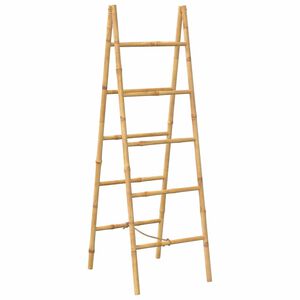 vidaXL Dvojna Lestev za Brisače s 5 Prečkami Bambus 50x160 cm