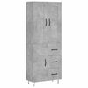 vidaXL Visoka komoda betonsko siva 69,5x34x180 cm inženirski les
