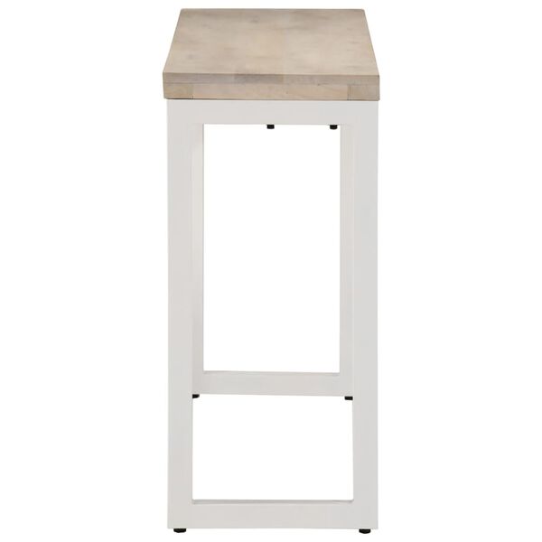 vidaXL Konzolna mizica rjava 110x35x76 cm trden mangov les in železo