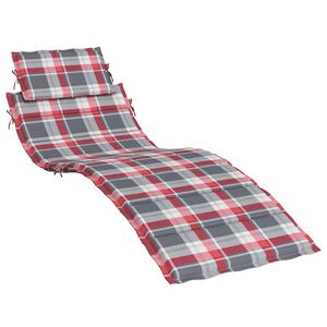 vidaXL Blazina za ležalnik rdeča karo 186x58x4 cm oxford tkanina