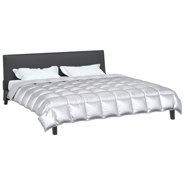vidaXL Zimska posteljnina srebrna 220 x 260 cm Satin in mikrovlakna