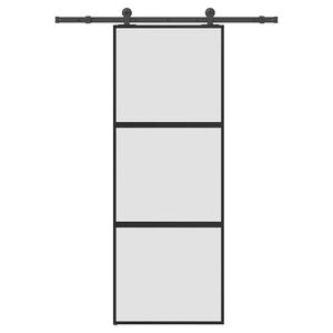 vidaXL Drsna vrata z opremo 76x205 cm kaljeno steklo in aluminij