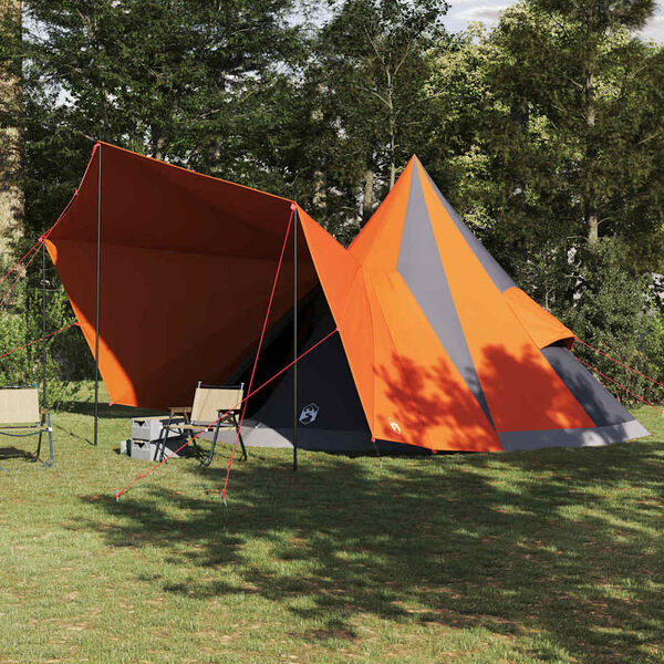 vidaXL Družinski tipi šotor Siva in oranžna 510 x 690 x 330 cm