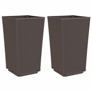 vidaXL Vrtna cvetlična korita 2 kosa rjava 32,5x32,5x57 cm PP
