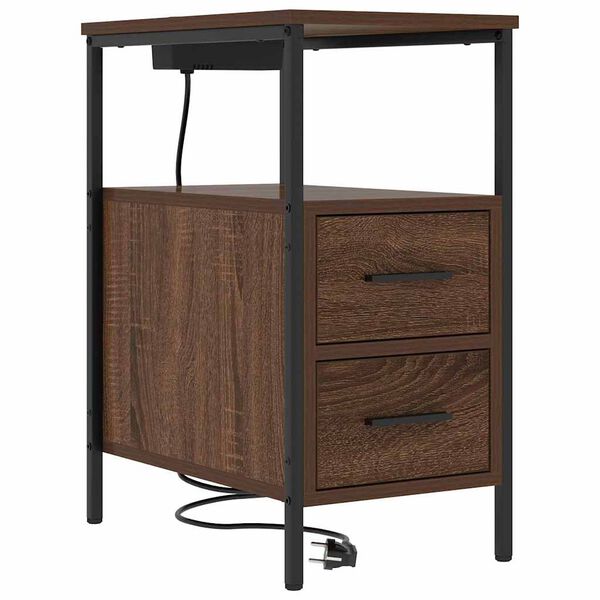 vidaXL Nočna omarica Rjav hrast 30 x 48 x 61 cm Konstruiran les