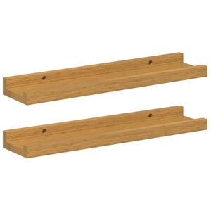 vidaXL Stenska polica s polico 2 pcs Bež 40 x 9 x 3 cm Konstruiran les