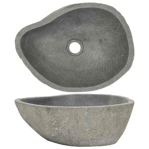 vidaXL Umivalnik iz rečnega kamna ovalen (37-46)x(29-36) cm