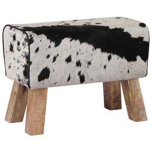 vidaXL klop 60 x 30 x 45 cm Pravo usnje Črna in bela
