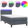 vidaXL Box spring postelja z vzmetnico LED temno siva 80x210 cm žamet