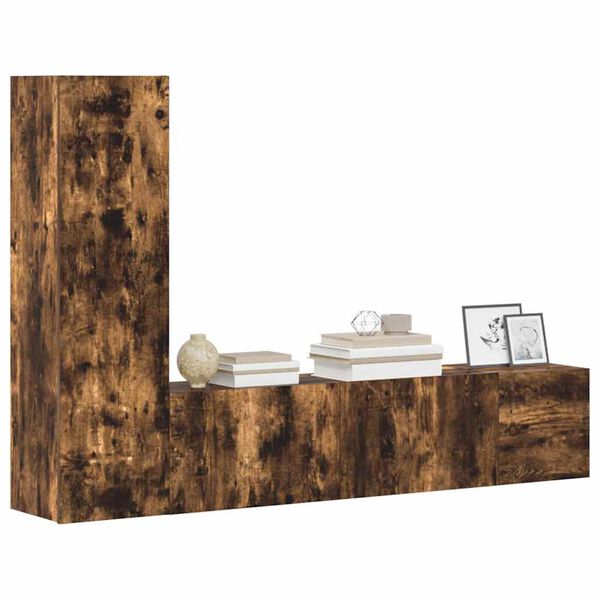 vidaXL Komplet TV omaric 3-delni dimljen hrast konstruiran les