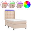 vidaXL Box spring postelja z vzmetnico LED kapučino 90x190 cm