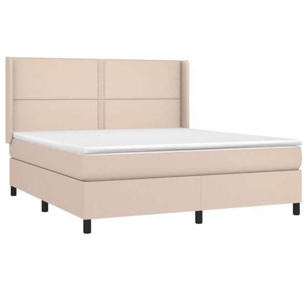 vidaXL Box spring postelja z vzmetnico kapučino 180x200cm umetno usnje