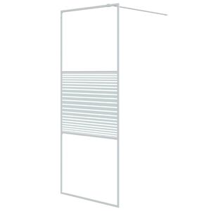 vidaXL Pregrada za tu&scaron; bela 80x195 cm prozorno ESG steklo