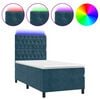 vidaXL Box spring postelja z vzmetnico LED temno modra 90x200 cm žamet