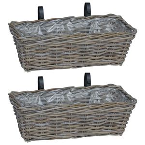 vidaXL Obesna ko&scaron;ara za sadike 2 pcs Siva 48 x 22 x 15 cm Lacak rattan