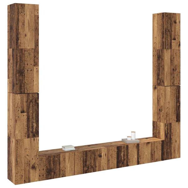 vidaXL TV omara 6-delna stenski stari lesni inženirski les