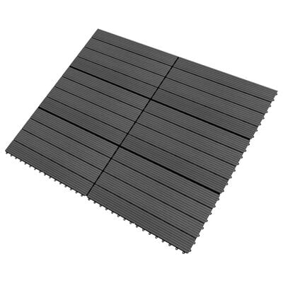 vidaXL Talne plošče 6 kosov WPC 60x30 cm 1,08 m² črne