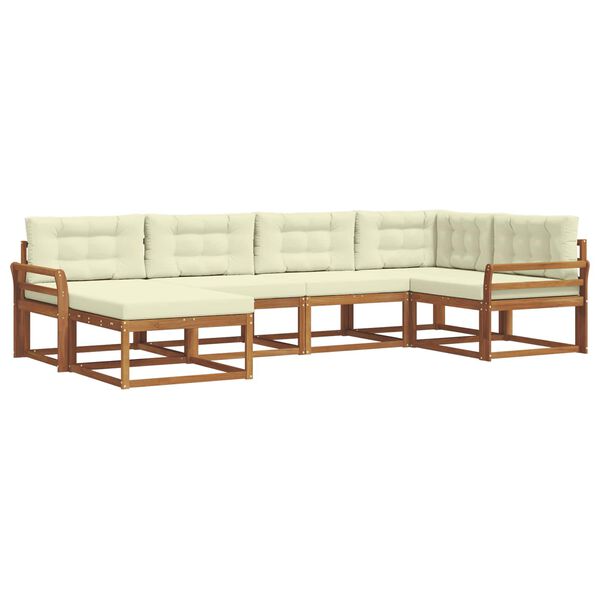 vidaXL Zunanja garnitura za sedenje z blazino 6 pcs Naravna in smetana