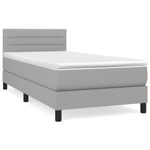 vidaXL Box spring postelja z vzmetnico svetlo siv 100x200 cm blago