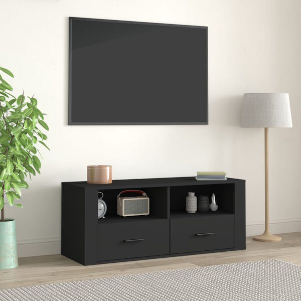 vidaXL TV omarica črna 100x35x40 cm inženirski les