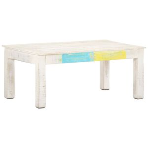 vidaXL Klubska mizica bela 110x60x45 cm trden mangov les