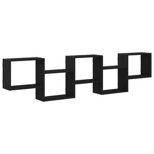 vidaXL Stenska kockasta polica 5 predelki črn inženirski les