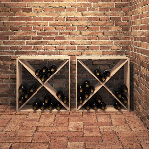 vidaXL Stojalo za vino 2 pcs Naravna 62 x 25 x 62 cm