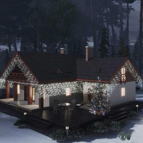 vidaXL LED zavesa ledene sveče 10 m 400 hladno belih LED lučk